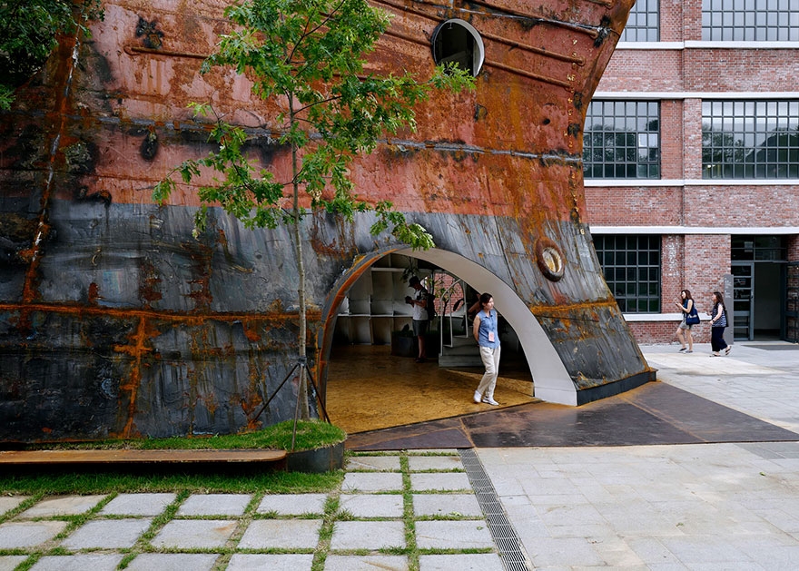 Archisearch A CORRODED SHIP'S HULL TRANSFORFMED INTO A PLANTED PUBLIC SPACE